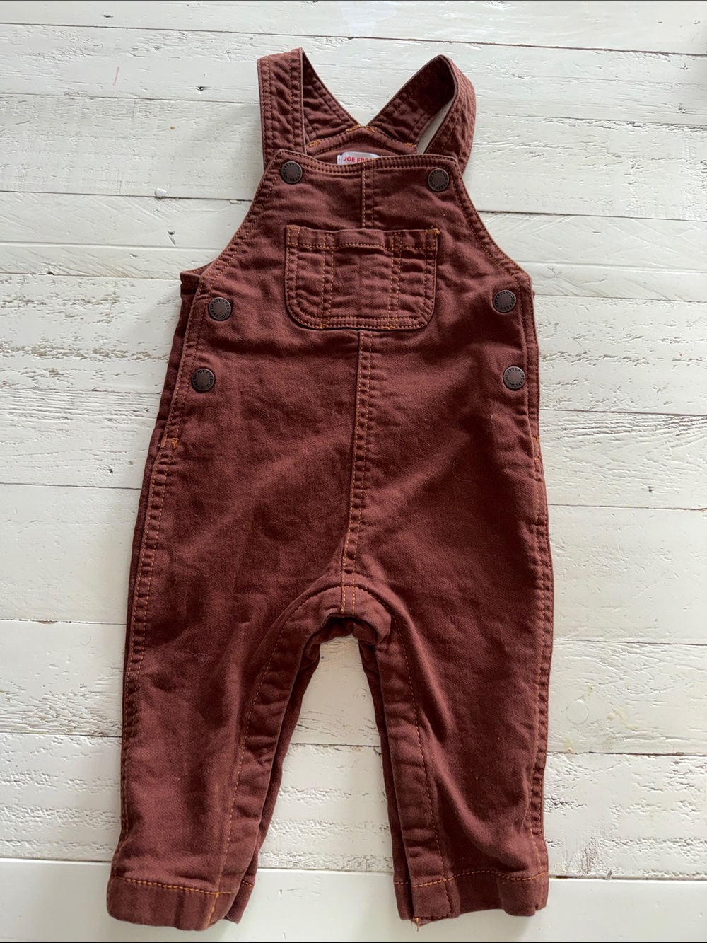 6–12 M Joe, fresh Kids Rust Brown Overalls EUC